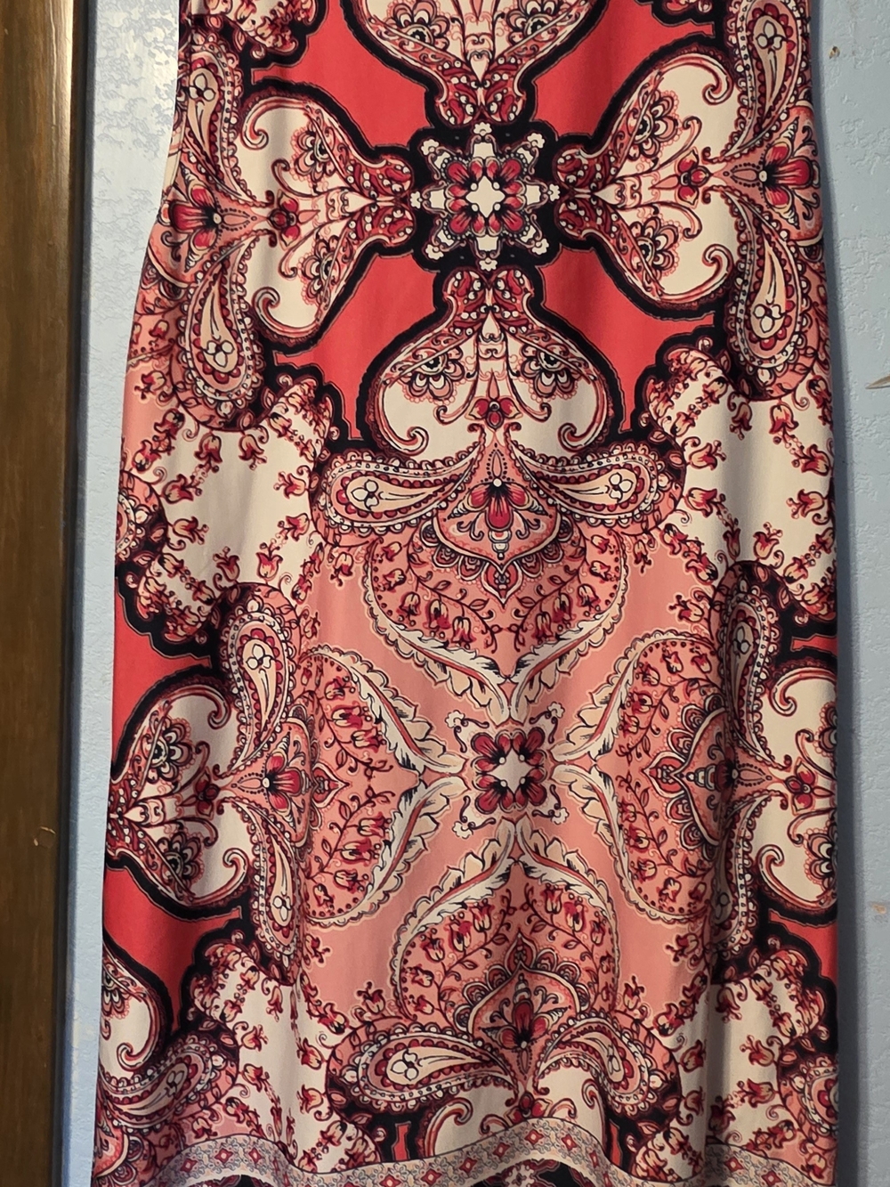 Women's Coral Pink Paisley Print Maxi Dress